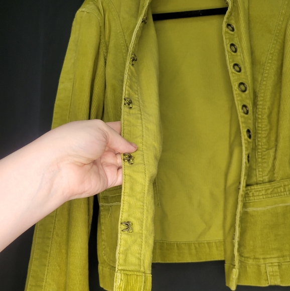Unique Distressed Chicos Corduroy Jacket with Brass Trim - Picture 6 of 8